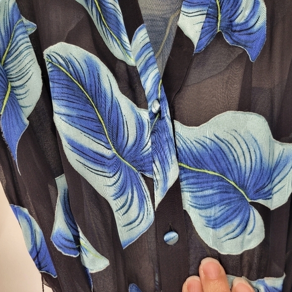 Alice + Olivia Rosario Tie Waist Blue Kimono Silk Blend Top Size Small - Picture 12 of 16